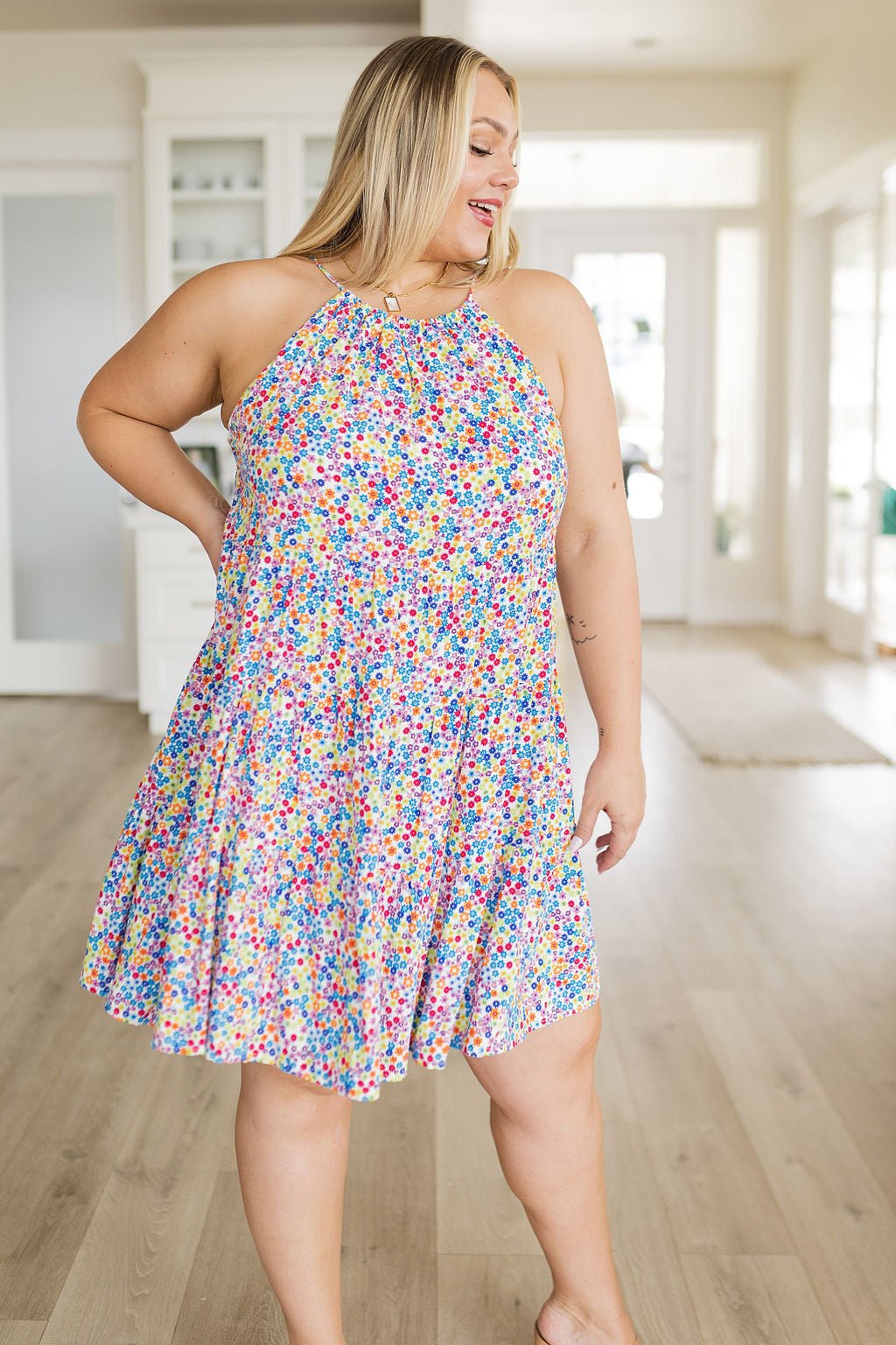 Afternoon Sun Floral Dress - PEONIES & LIME