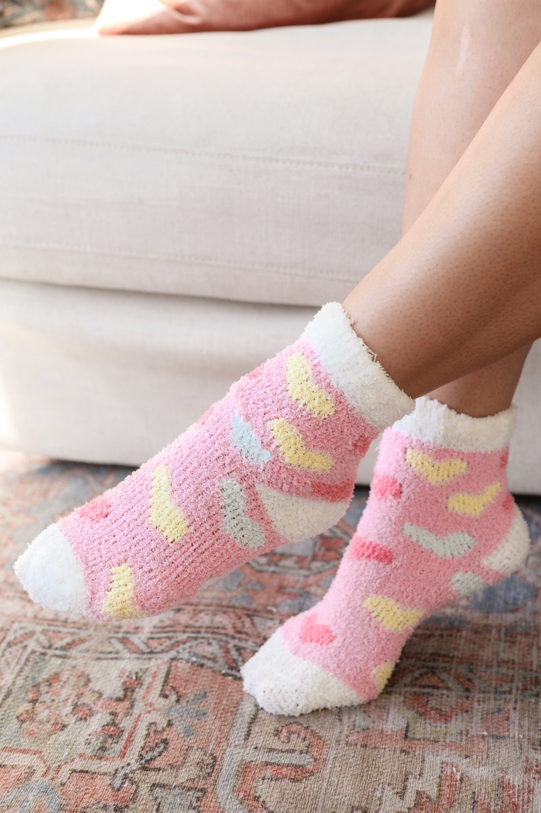 Be Mine Softest Cloud Socks set of 3 - PEONIES & LIME