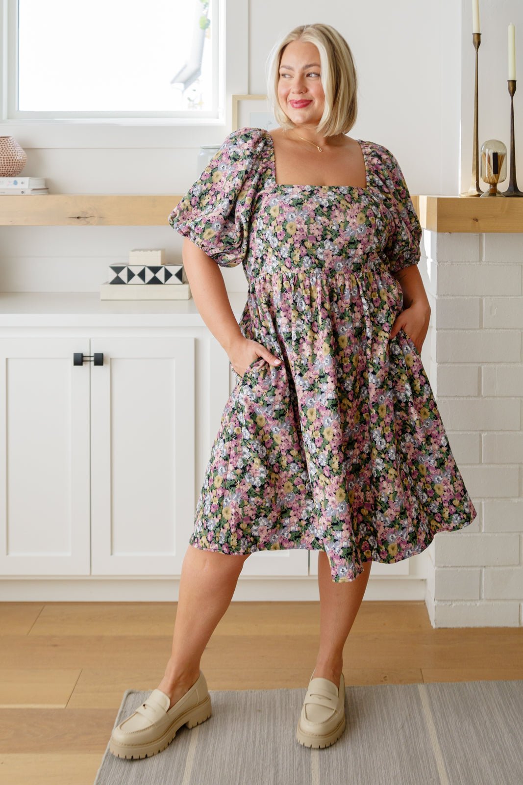 Callee Floral Dress - PEONIES & LIME