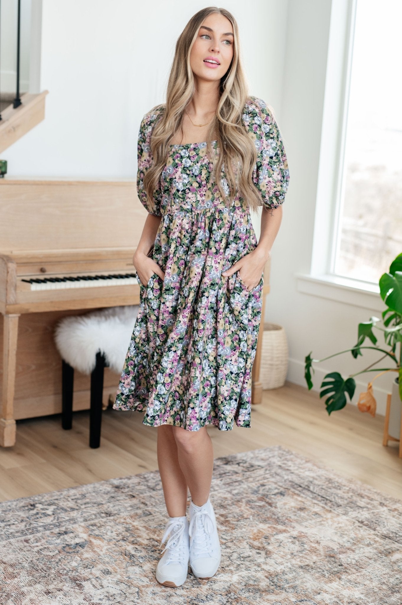 Callee Floral Dress - PEONIES & LIME