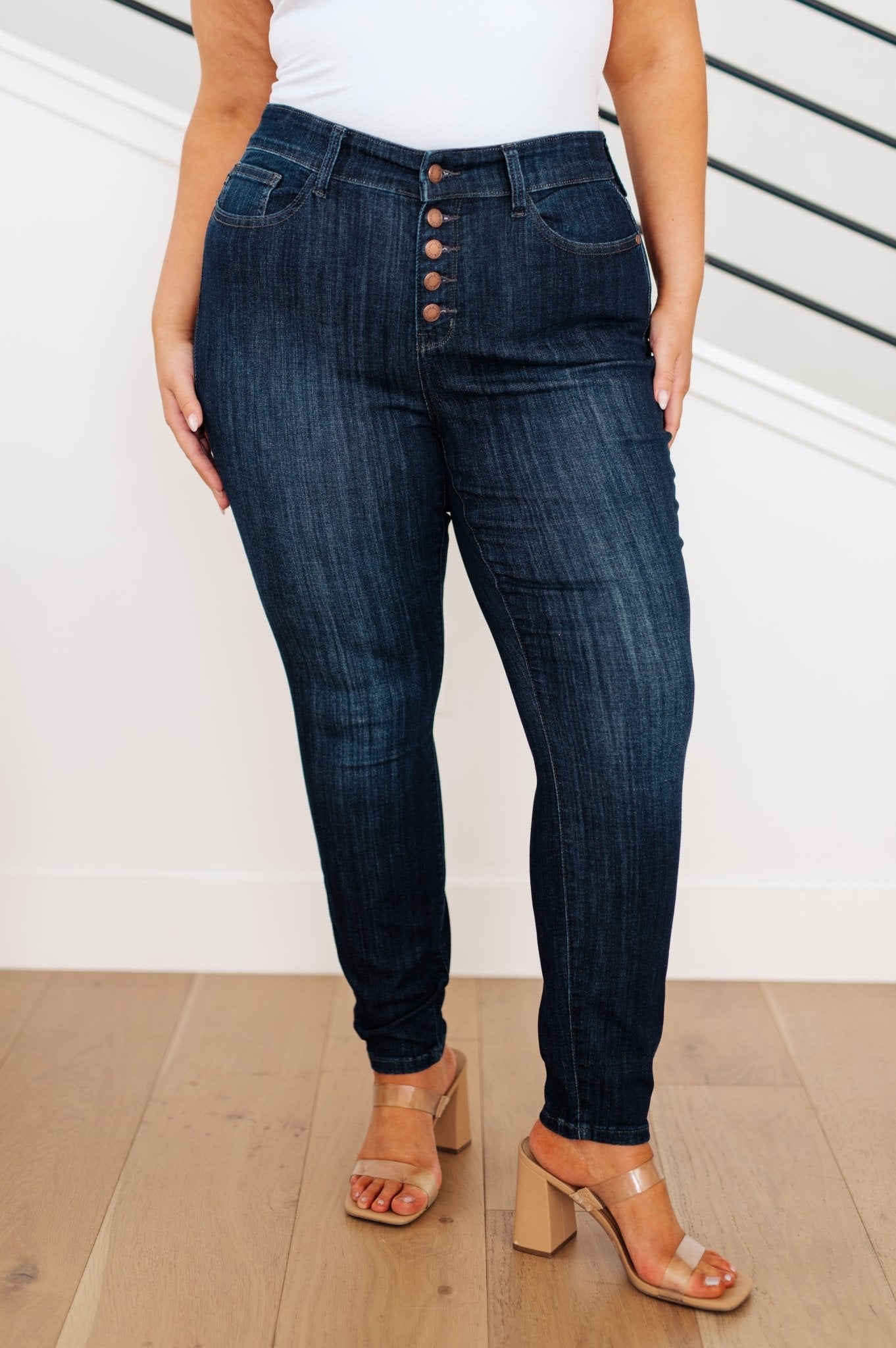 Celecia High Waist Hand Sanded Resin Skinny Jeans - PEONIES & LIME