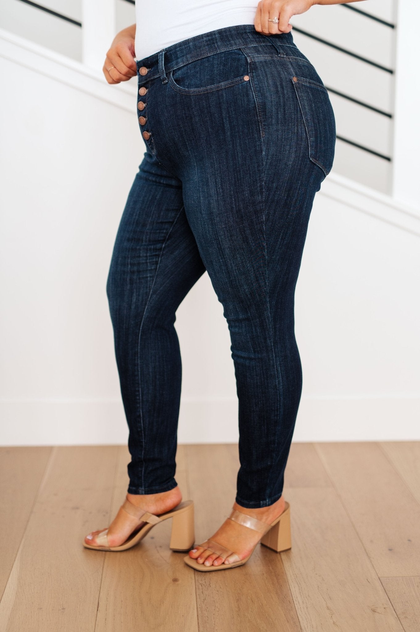 Celecia High Waist Hand Sanded Resin Skinny Jeans - PEONIES & LIME