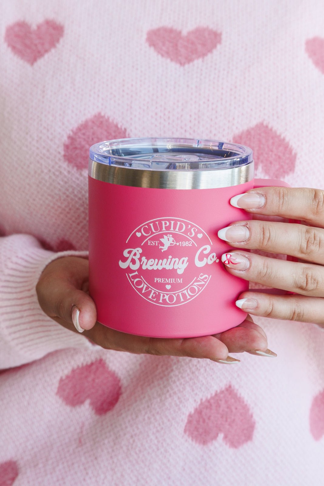 Cupid's Brewing Company 14 Oz Double Walled Travel Mug - PEONIES & LIME