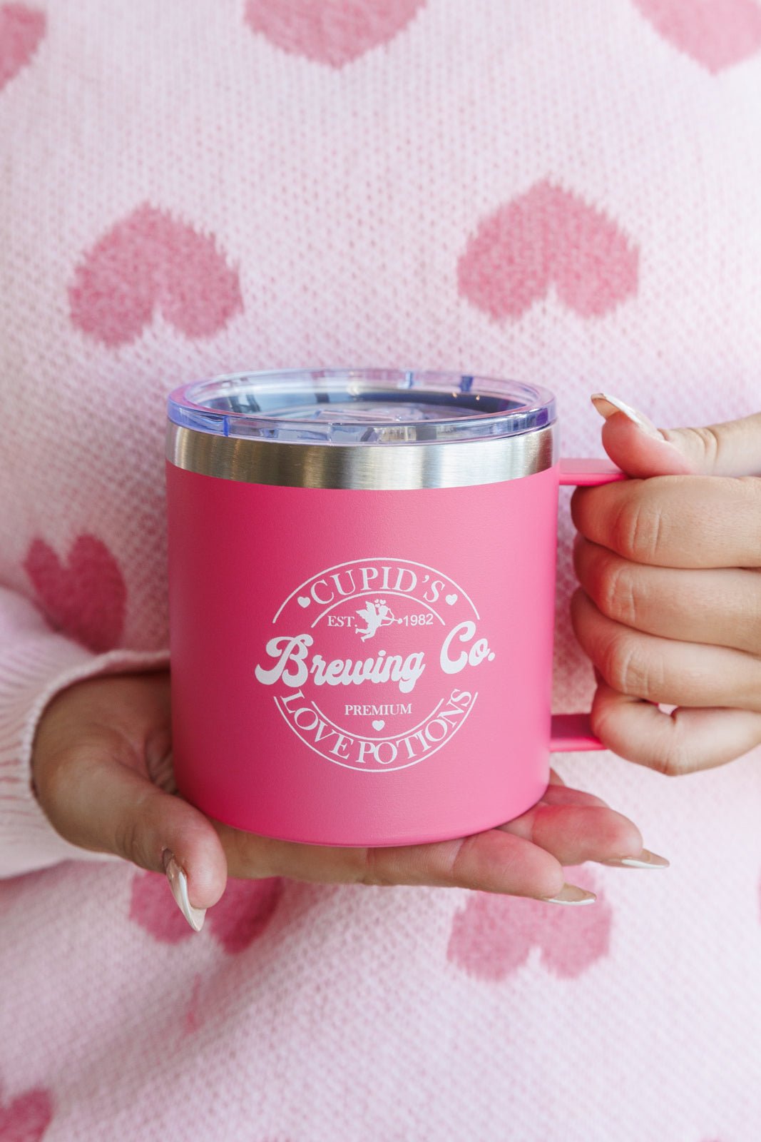 Cupid's Brewing Company 14 Oz Double Walled Travel Mug - PEONIES & LIME