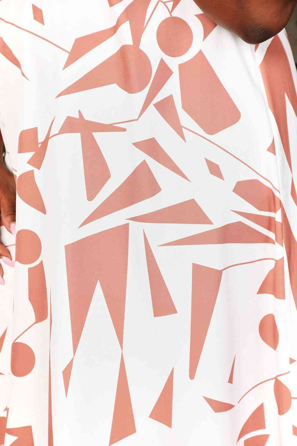 Double Take Printed Surplice Balloon Sleeve Dress - PEONIES & LIME