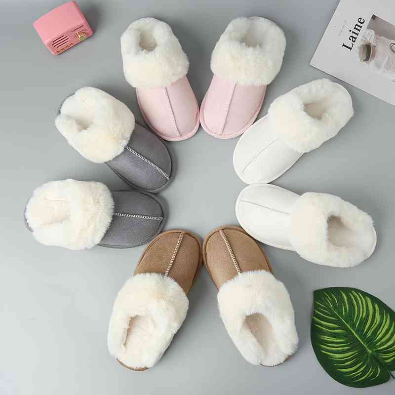 Faux Suede Center Seam Slippers - PEONIES & LIME