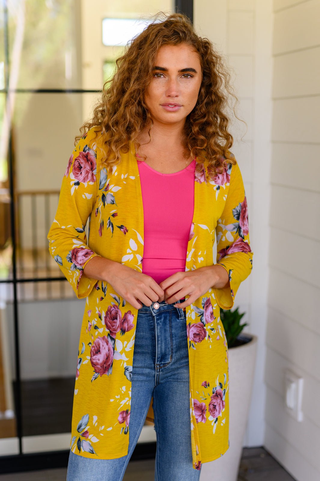 Golden Floral Cardigan - PEONIES & LIME