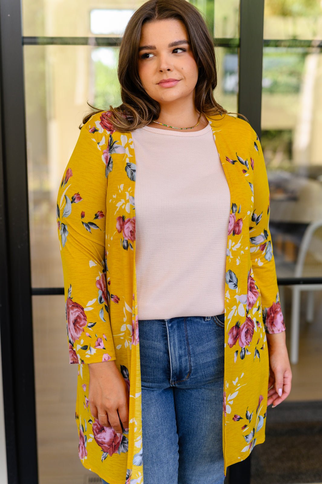 Golden Floral Cardigan - PEONIES & LIME