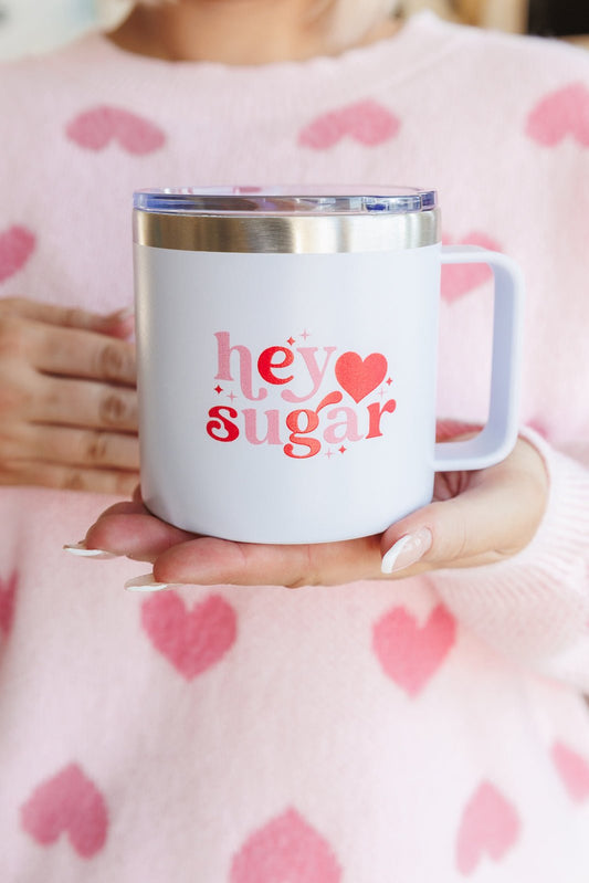 Hey Sugar 14 Oz Double Walled Travel Mug - PEONIES & LIME