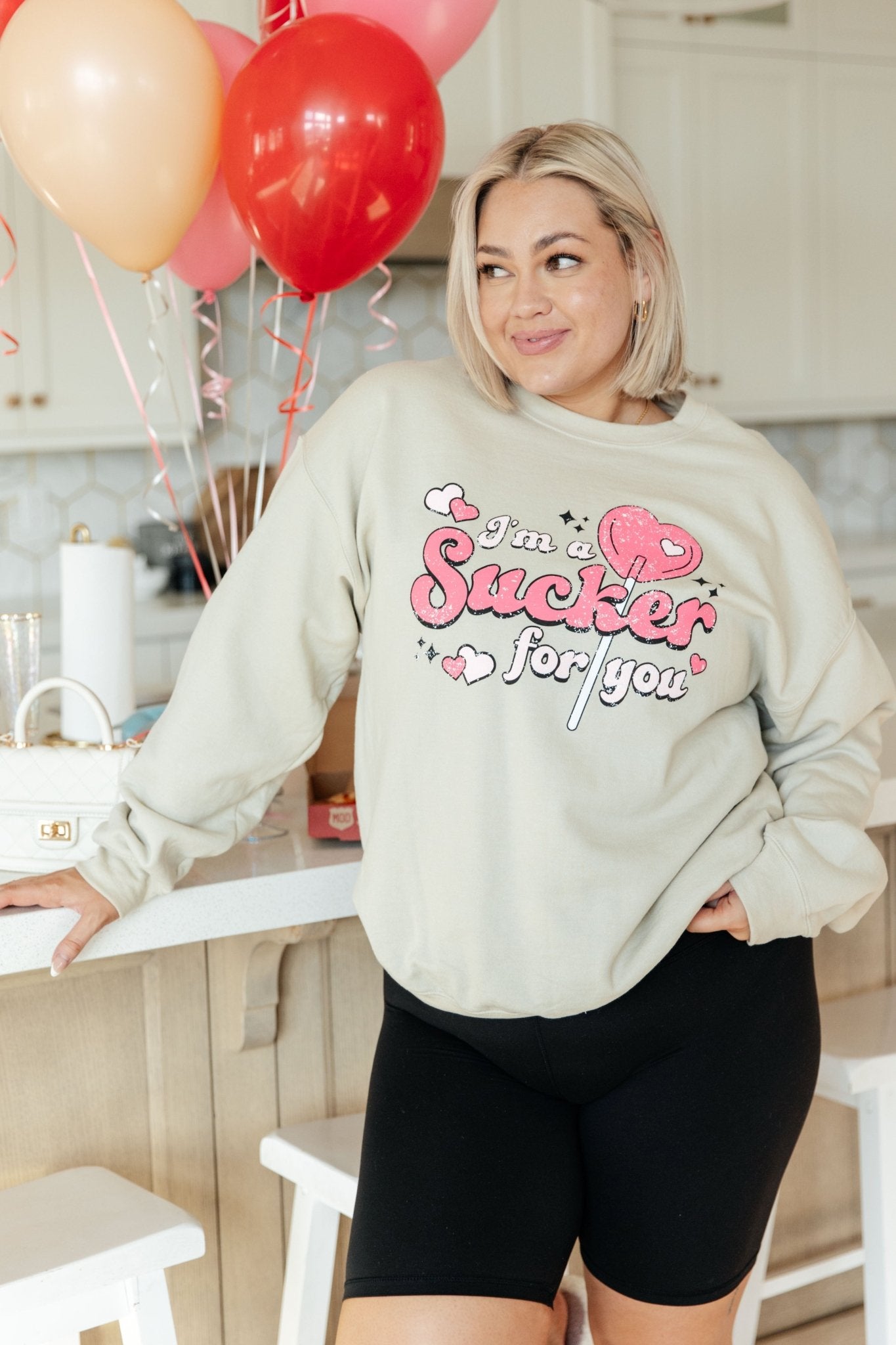 I'm A Sucker For You Valentine Pullover - PEONIES & LIME
