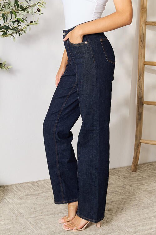 Judy Blue High Waist Wide Leg Jeans - PEONIES & LIME