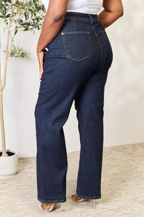Judy Blue High Waist Wide Leg Jeans - PEONIES & LIME