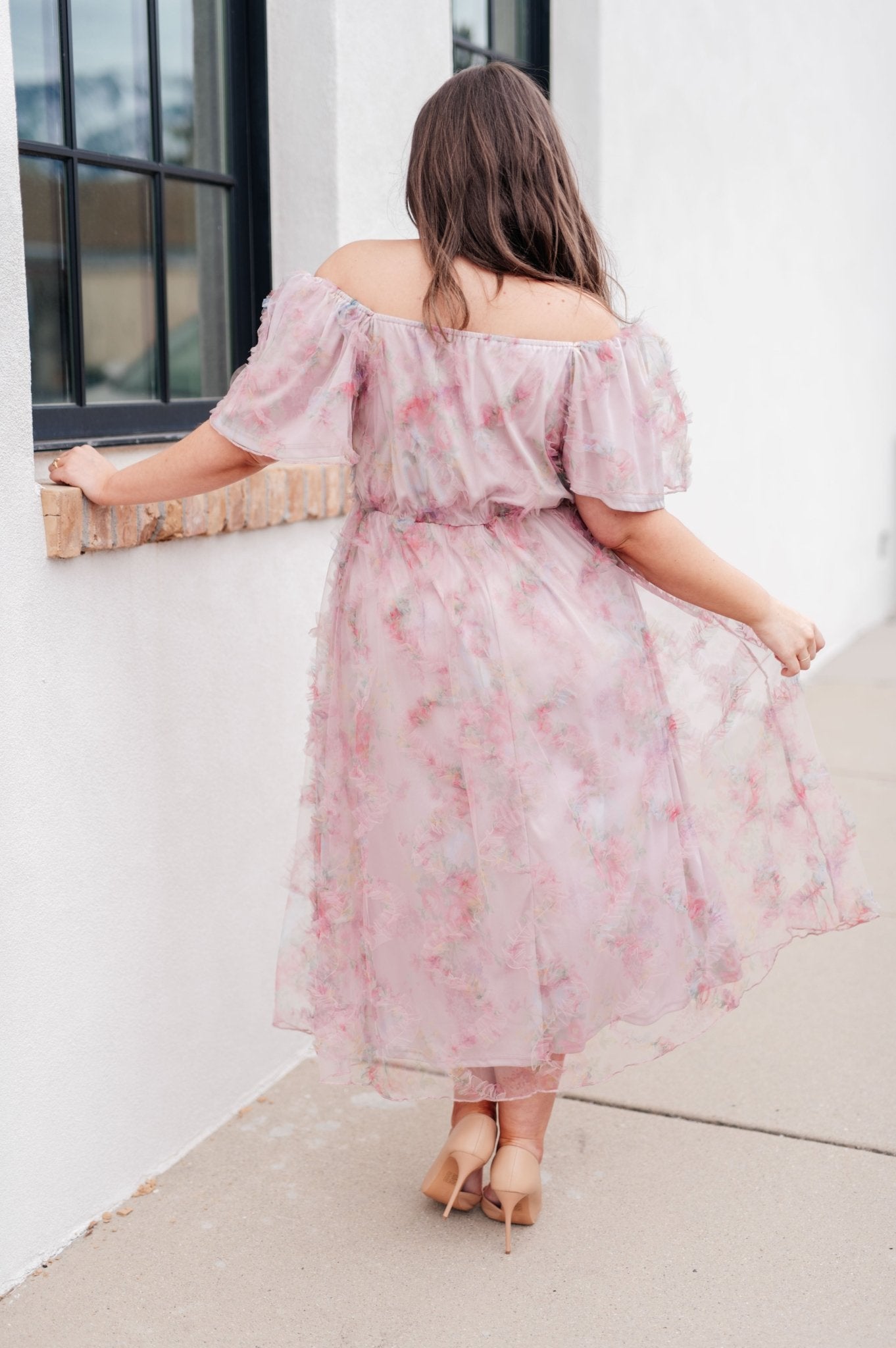 LadyBird Fluttersleeve Dress - PEONIES & LIME