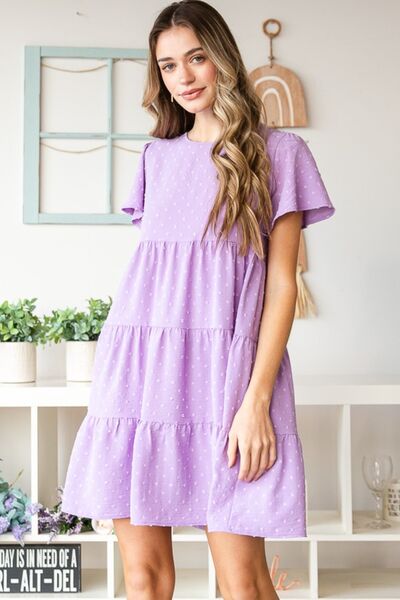 Lydia Short Sleeve Tiered Dress - PEONIES & LIME