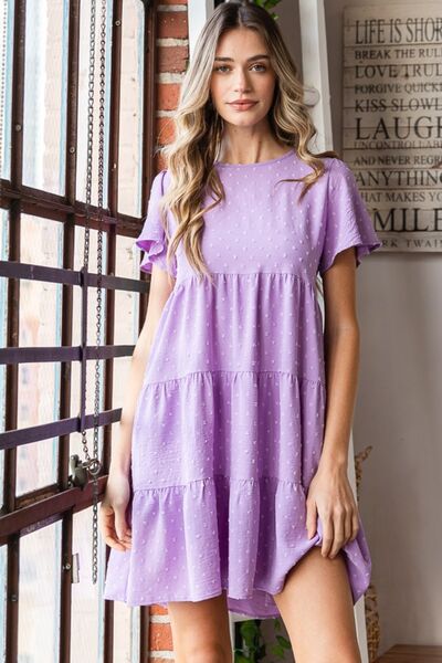Lydia Short Sleeve Tiered Dress - PEONIES & LIME