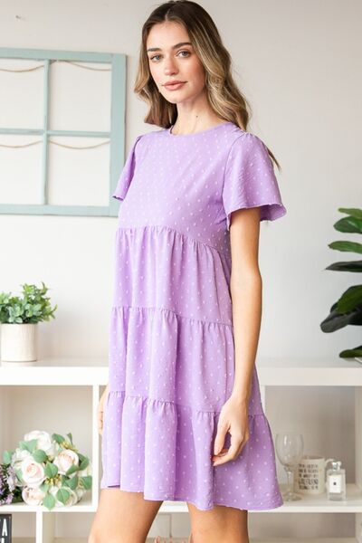 Lydia Short Sleeve Tiered Dress - PEONIES & LIME