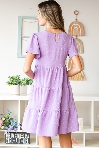 Lydia Short Sleeve Tiered Dress - PEONIES & LIME