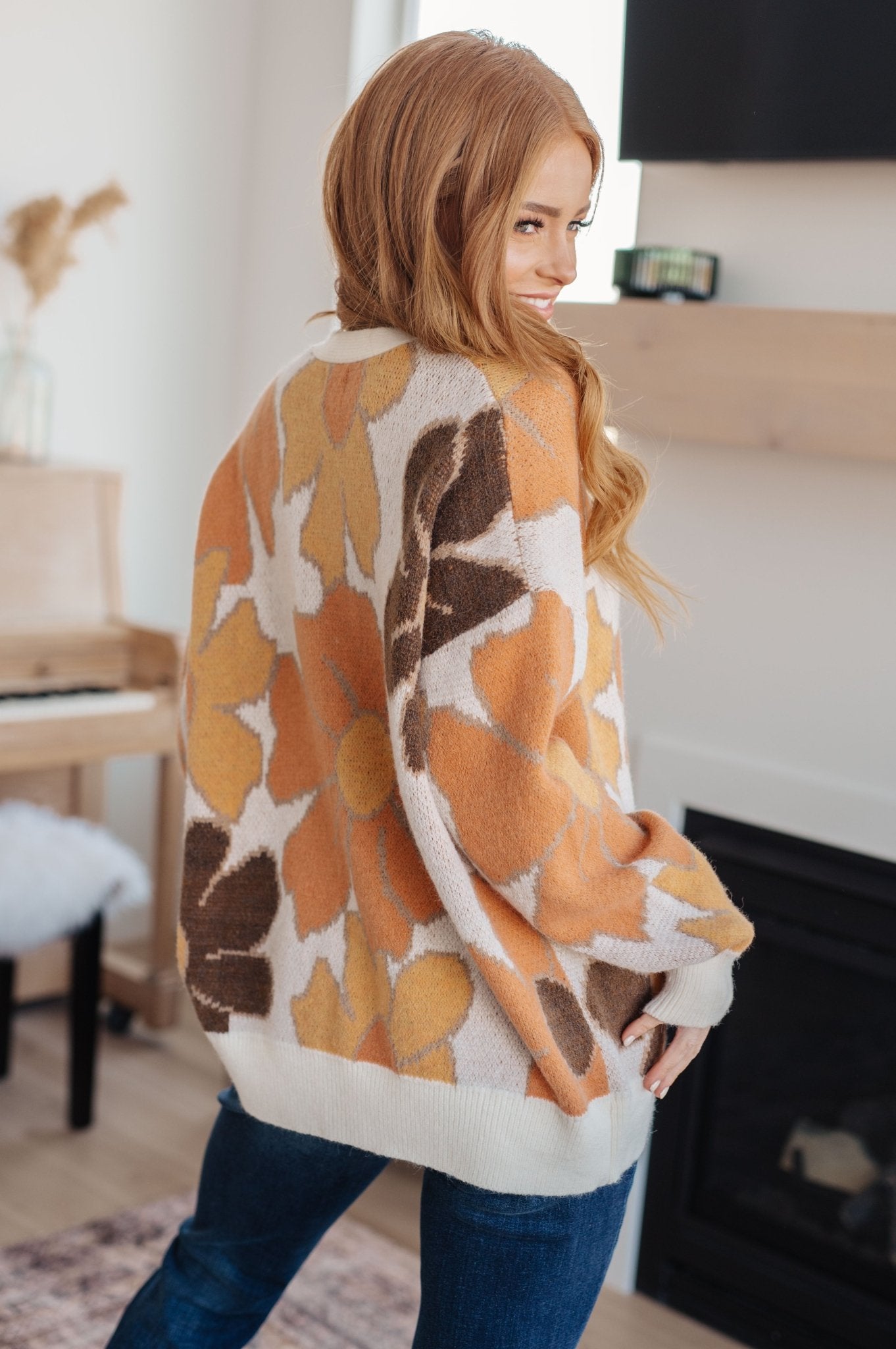 Modern Floral Cardigan - PEONIES & LIME