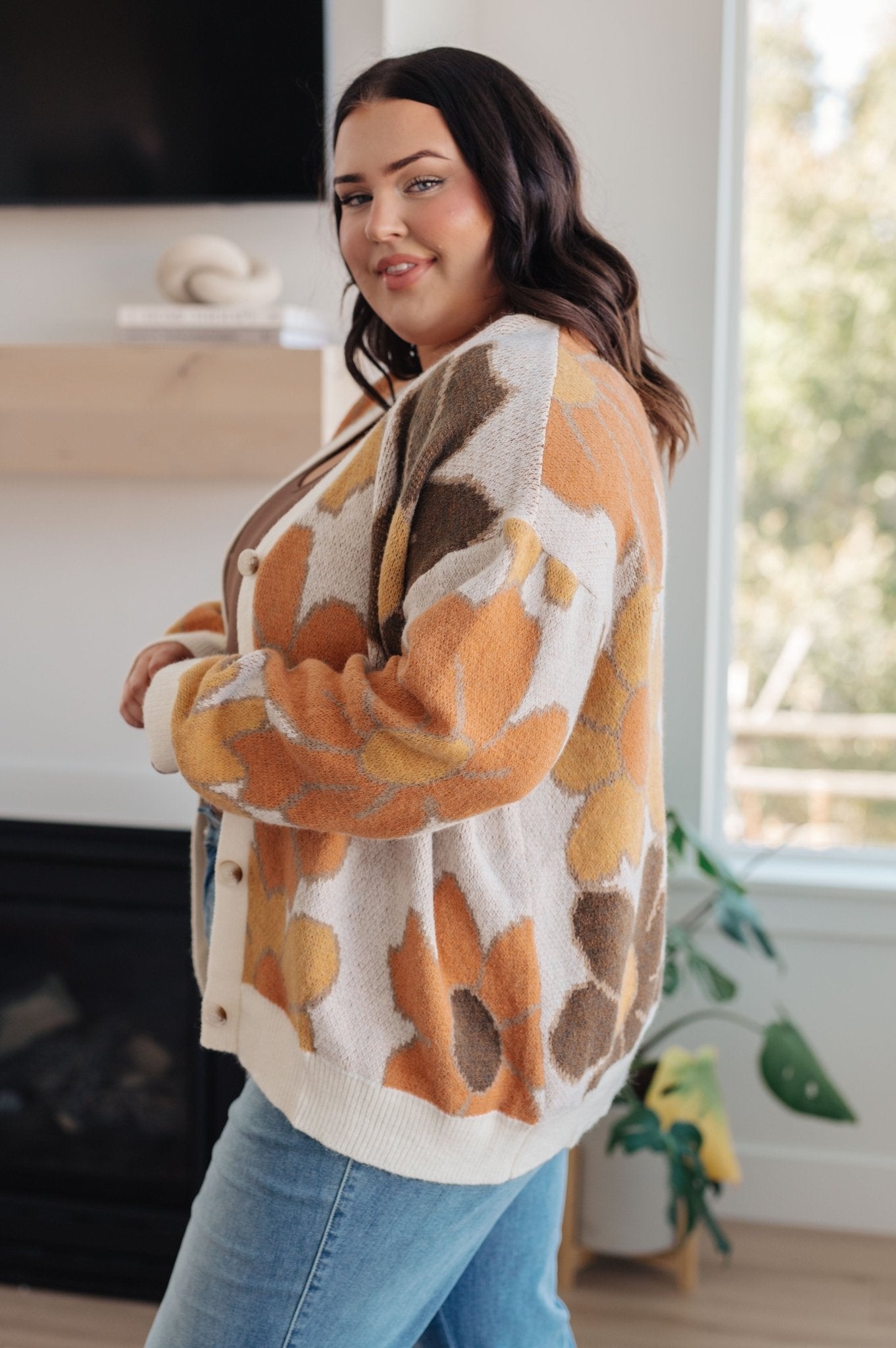 Modern Floral Cardigan - PEONIES & LIME