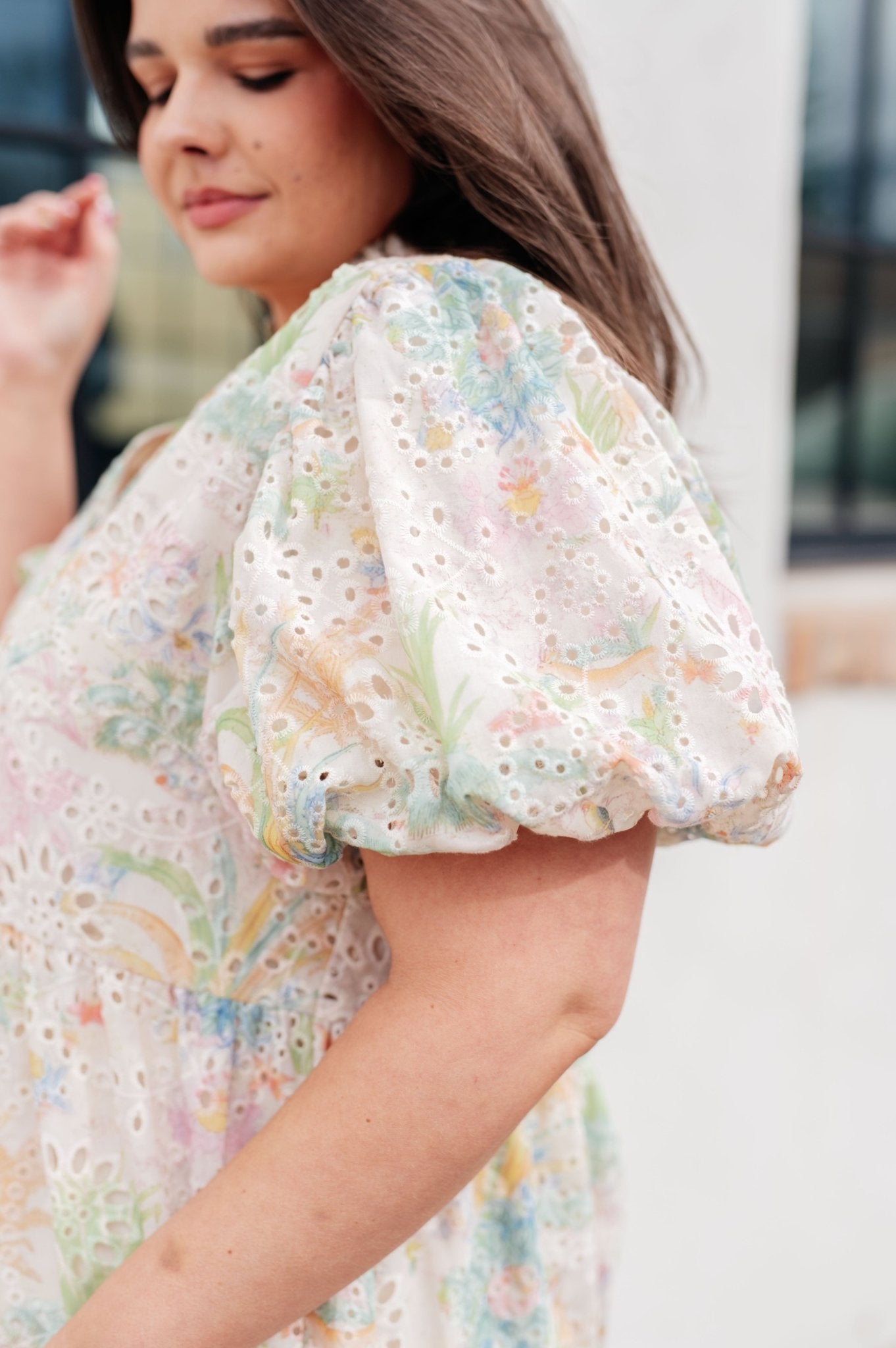 Only In Spring Eyelet Dress - PEONIES & LIME