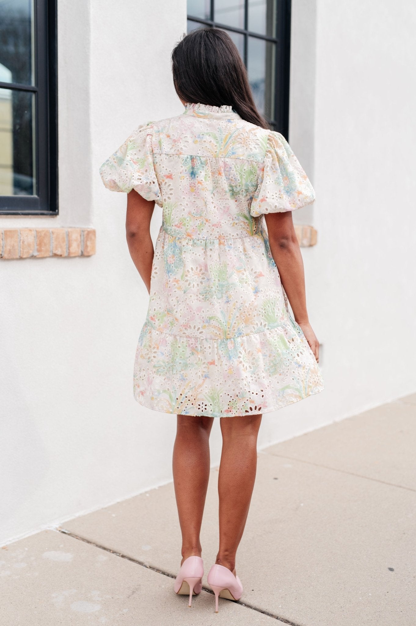 Only In Spring Eyelet Dress - PEONIES & LIME