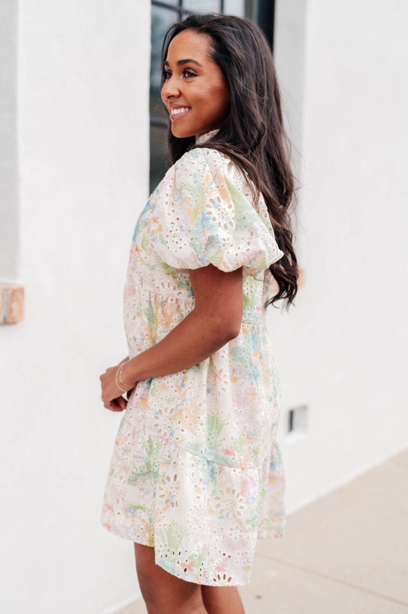 Only In Spring Eyelet Dress - PEONIES & LIME