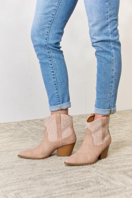 Rhinestone Ankle Cowgirl Booties - PEONIES & LIME