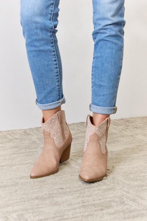 Rhinestone Ankle Cowgirl Booties - PEONIES & LIME