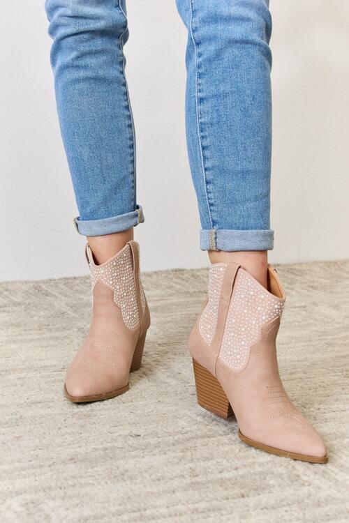 Rhinestone Ankle Cowgirl Booties - PEONIES & LIME