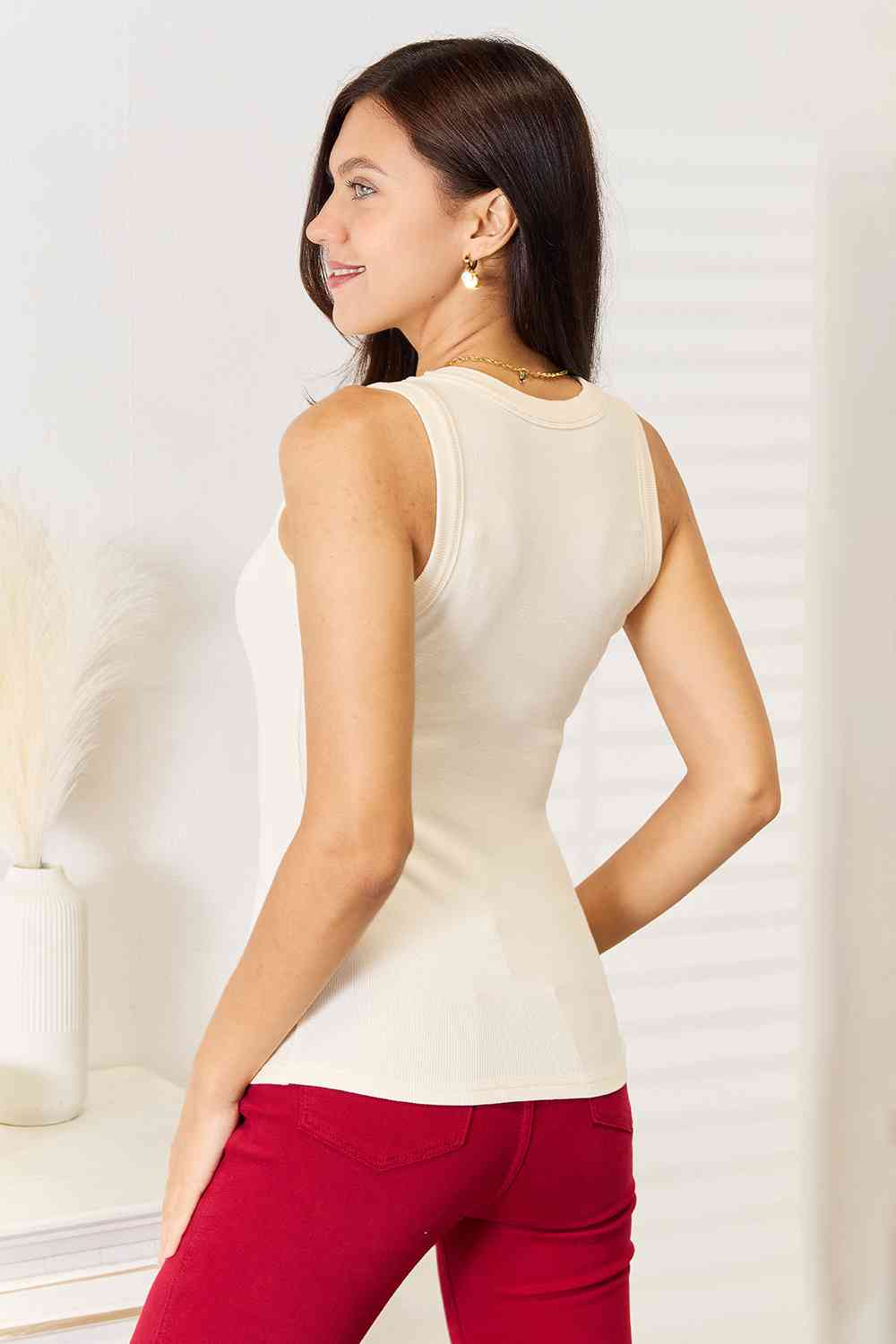 Round Neck Tank - PEONIES & LIME