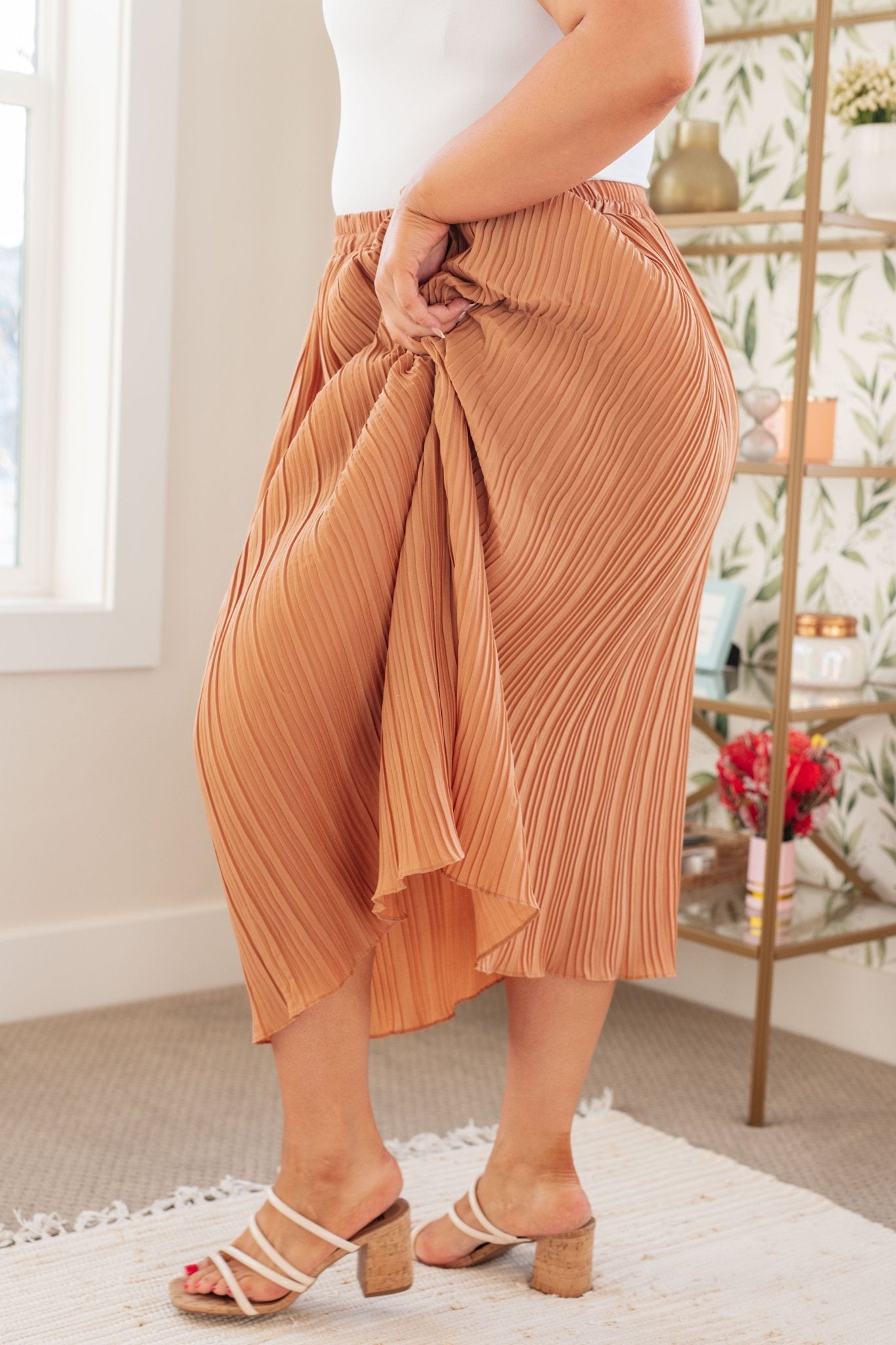 Sheena Pleated Midi Skirt - PEONIES & LIME