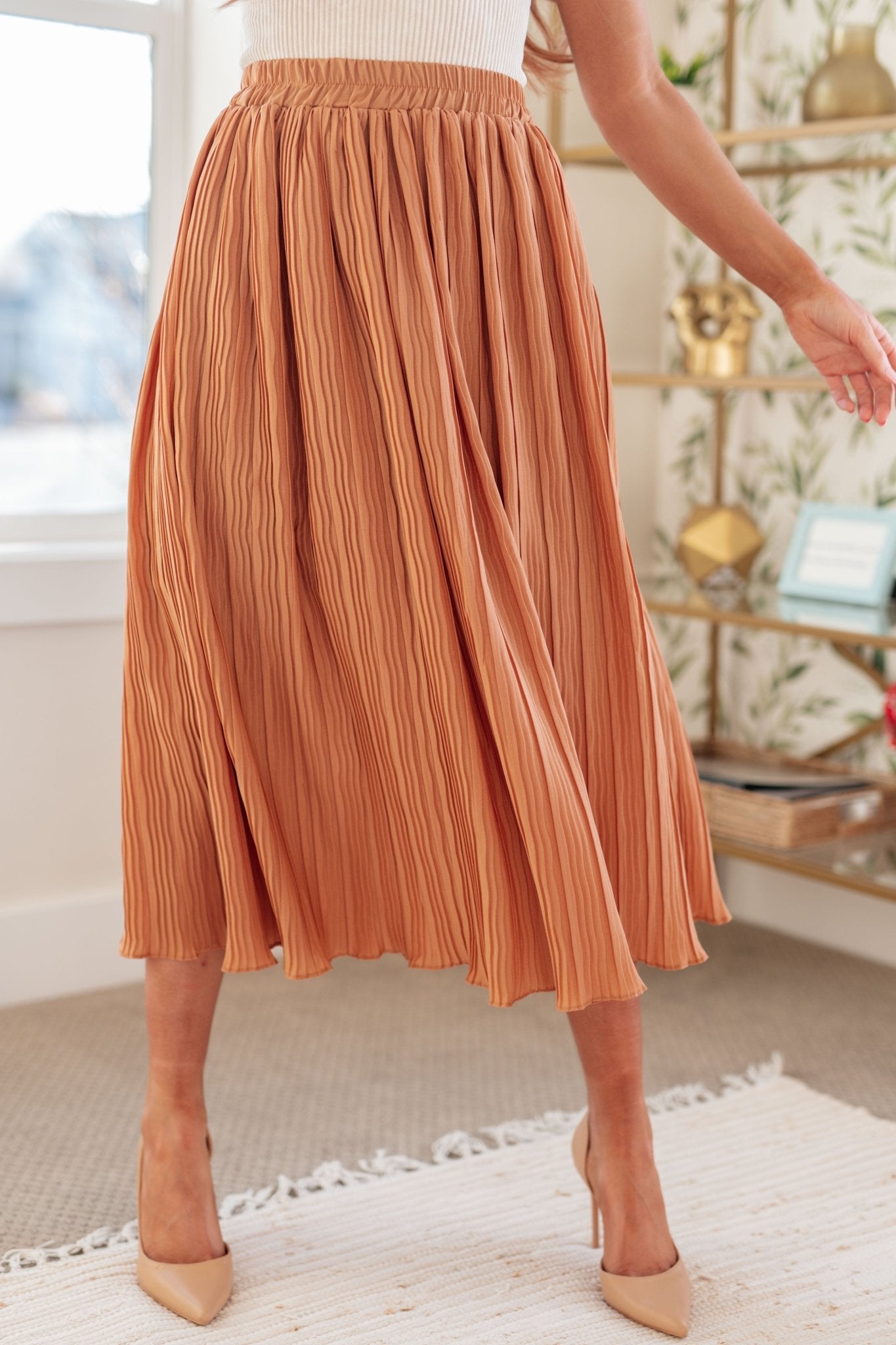 Sheena Pleated Midi Skirt - PEONIES & LIME
