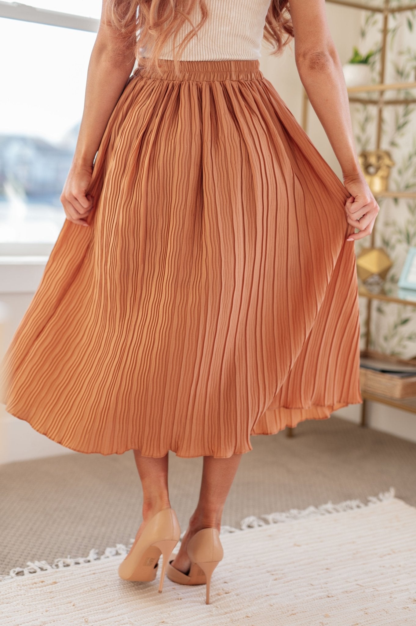 Sheena Pleated Midi Skirt - PEONIES & LIME