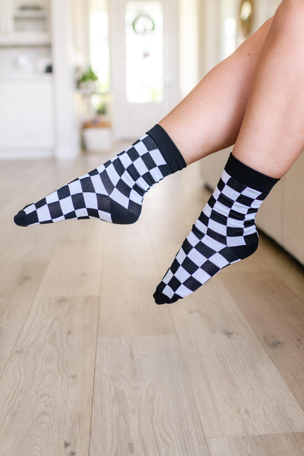 Sweet Socks Checkerboard - PEONIES & LIME