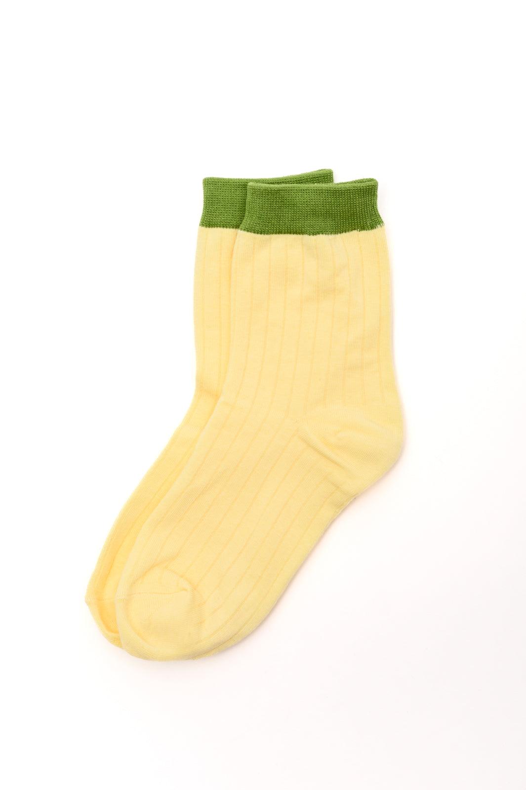Sweet Socks Set of 4 Color Block Socks - PEONIES & LIME