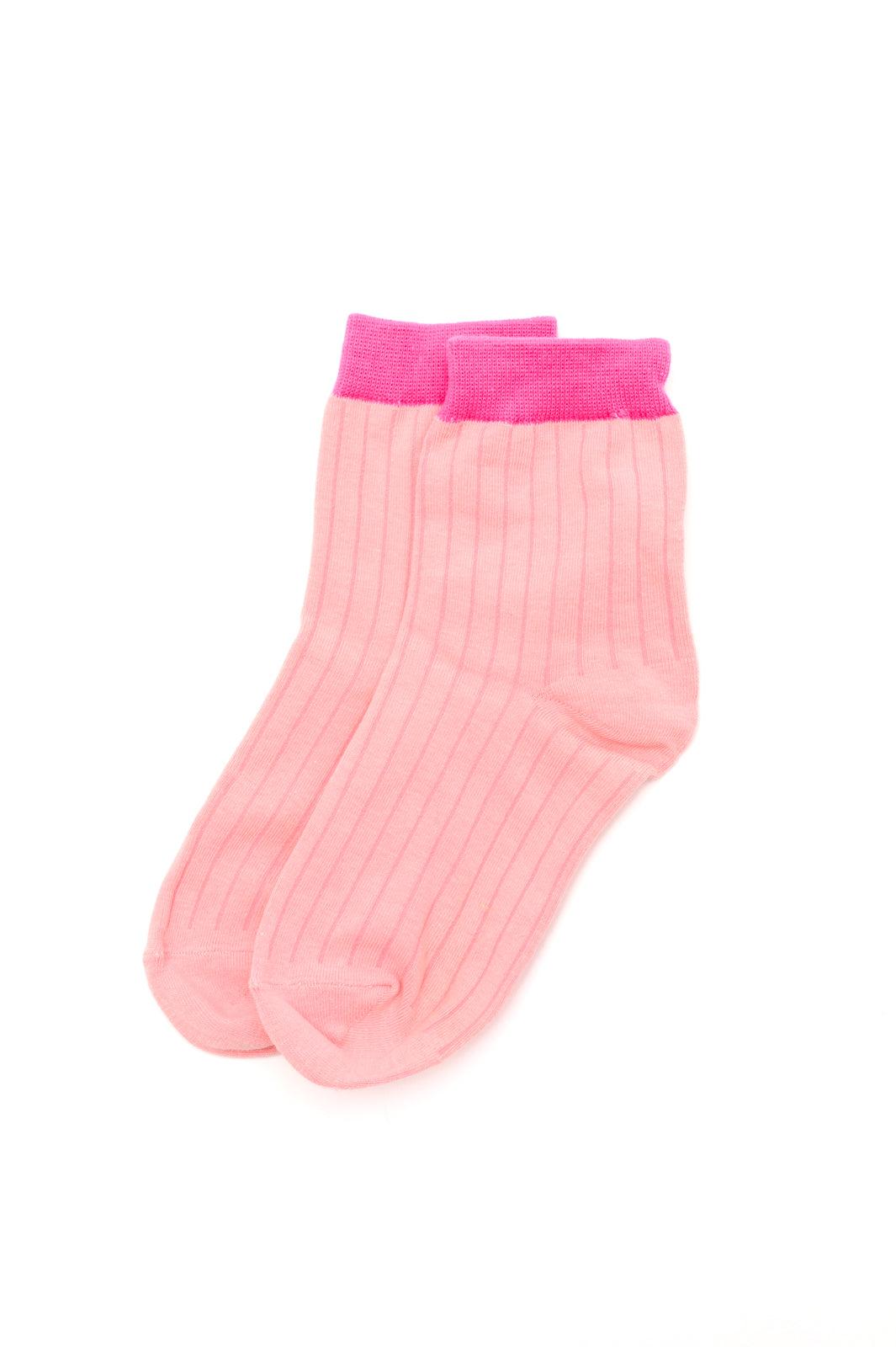 Sweet Socks Set of 4 Color Block Socks - PEONIES & LIME