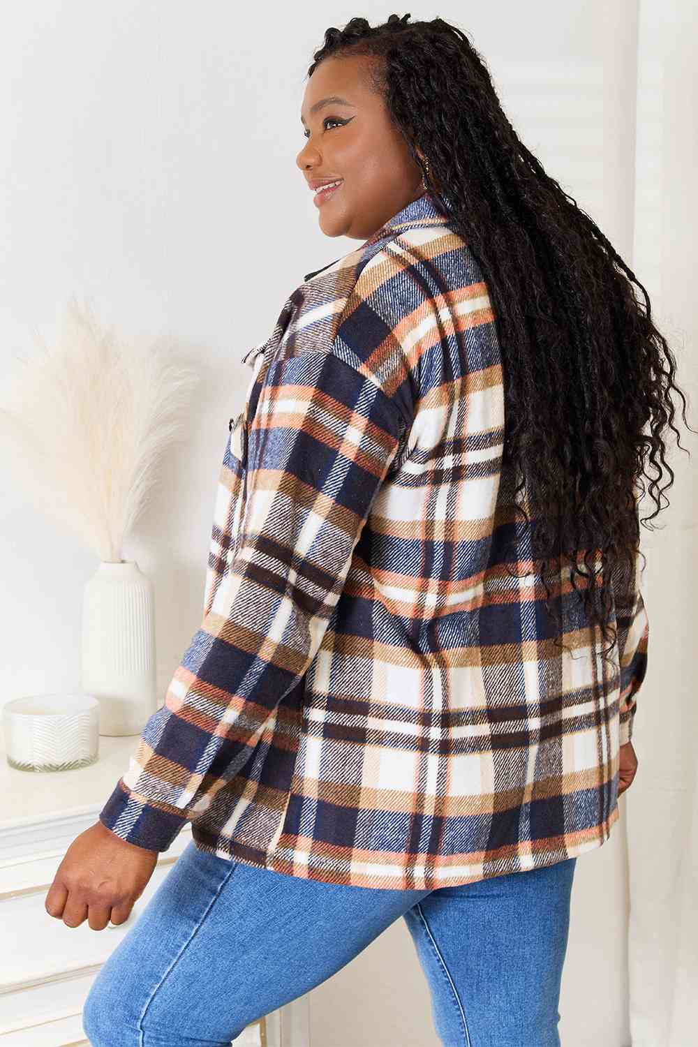 The Aimee Plaid Front Shirt Jacket - PEONIES & LIME