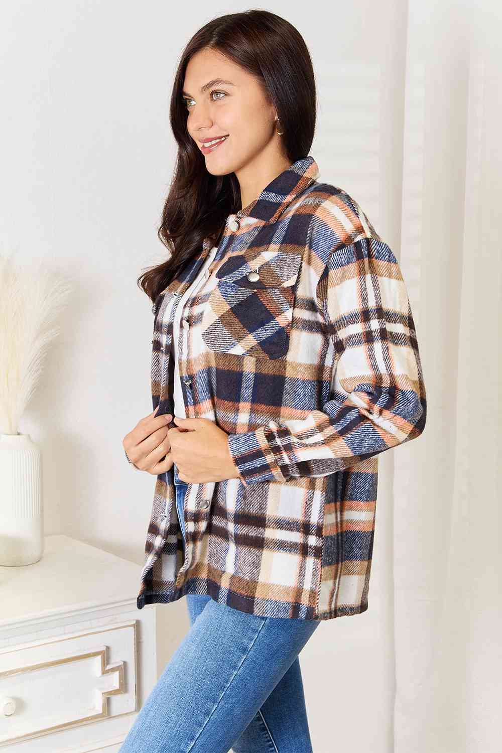 The Aimee Plaid Front Shirt Jacket - PEONIES & LIME