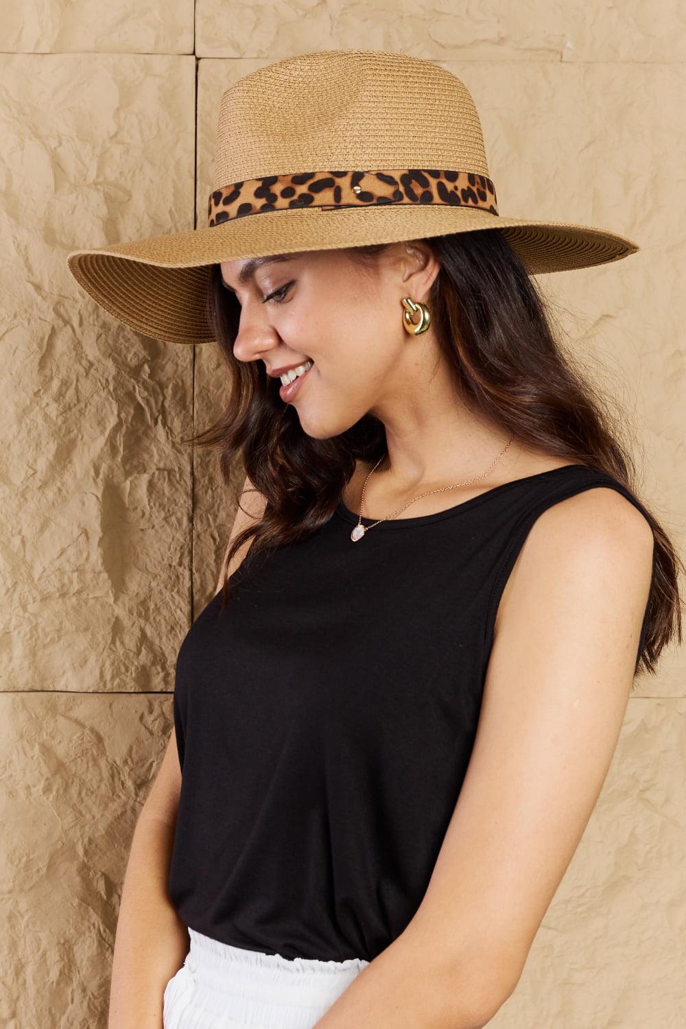 The Allison Leopard Ribbon Straw Hat - PEONIES & LIME