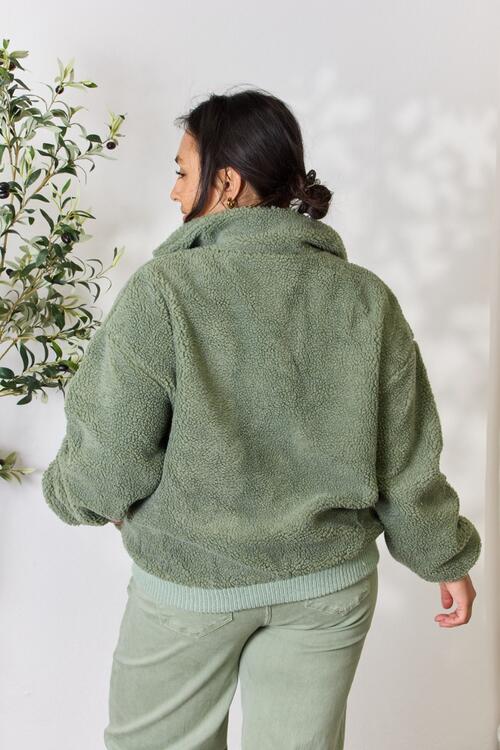 The Amber Zip Up Collared Neck Jacket - PEONIES & LIME