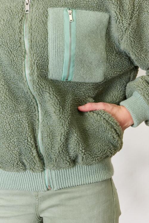 The Amber Zip Up Collared Neck Jacket - PEONIES & LIME