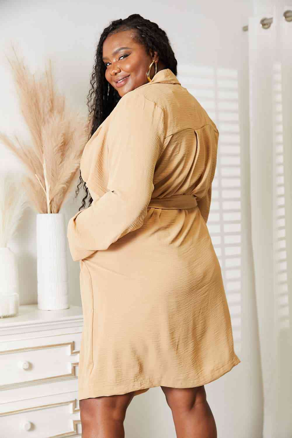 The Ayanna The Tied Trench Coat with Pockets - PEONIES & LIME