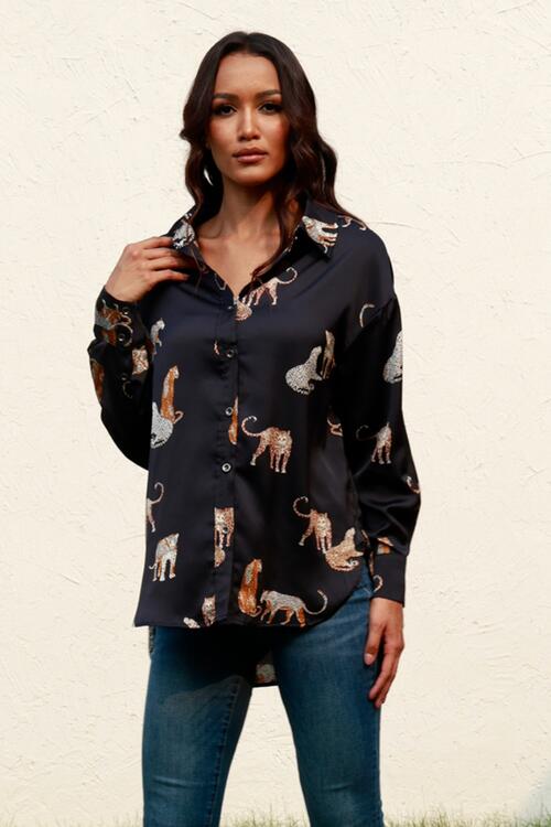 The Callie Animal Print Shirt - PEONIES & LIME