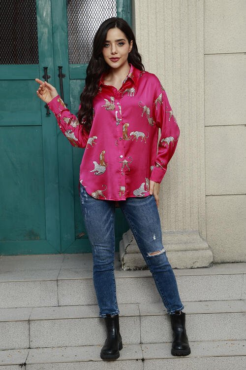 The Callie Animal Print Shirt - PEONIES & LIME