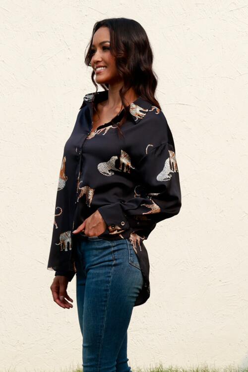 The Callie Animal Print Shirt - PEONIES & LIME