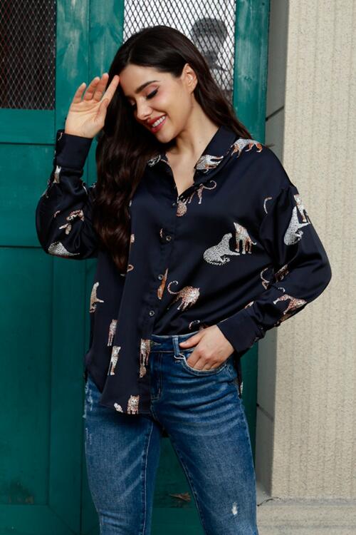 The Callie Animal Print Shirt - PEONIES & LIME