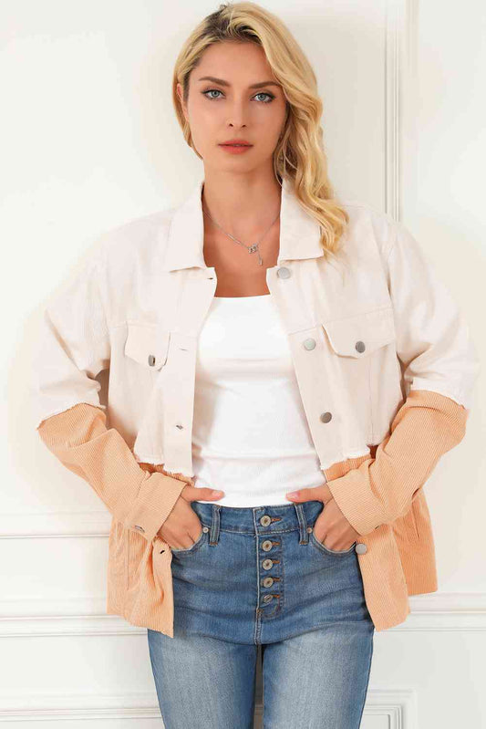 The Carli Contrast Button Down Collared Jacket - PEONIES & LIME
