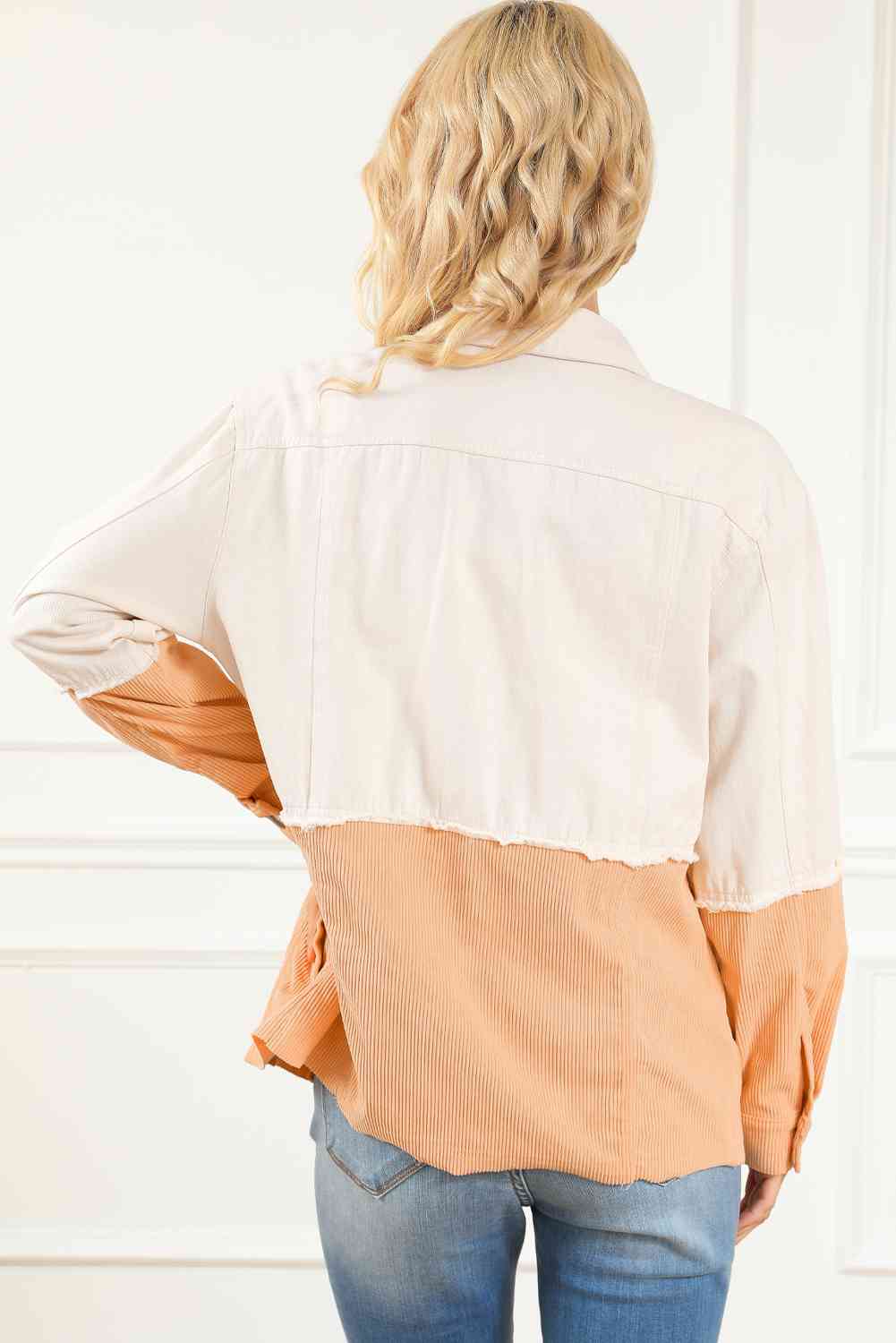 The Carli Contrast Button Down Collared Jacket - PEONIES & LIME