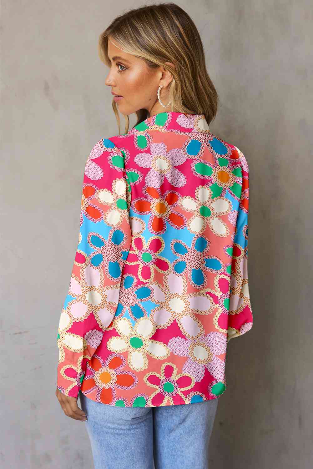 The Celeste Floral Print Lantern Sleeve Shirt - PEONIES & LIME