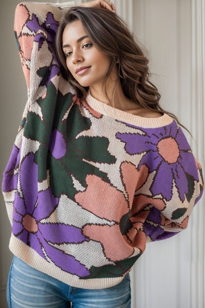 The Cena Flower Sweater - PEONIES & LIME